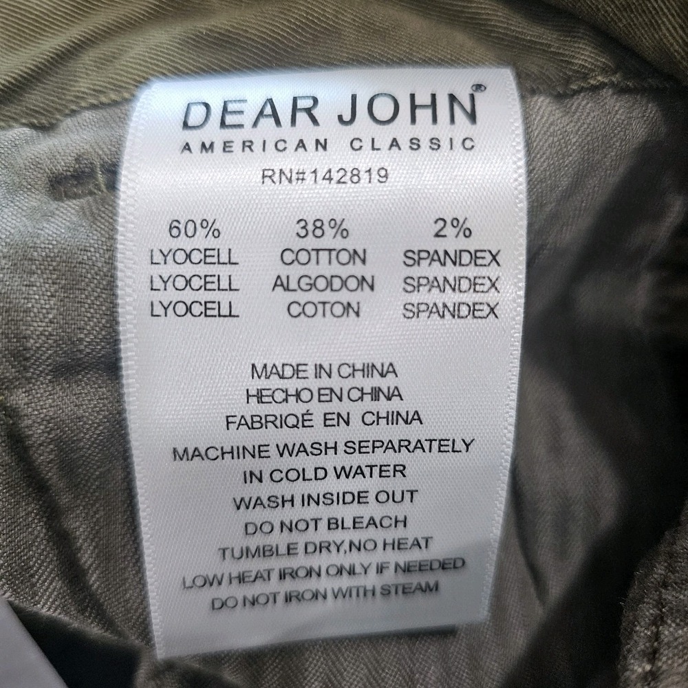 Dear John Denim Cargo Palm Green Olive Pants Joggers Womenes Size 27 NWT - Picture 9 of 11